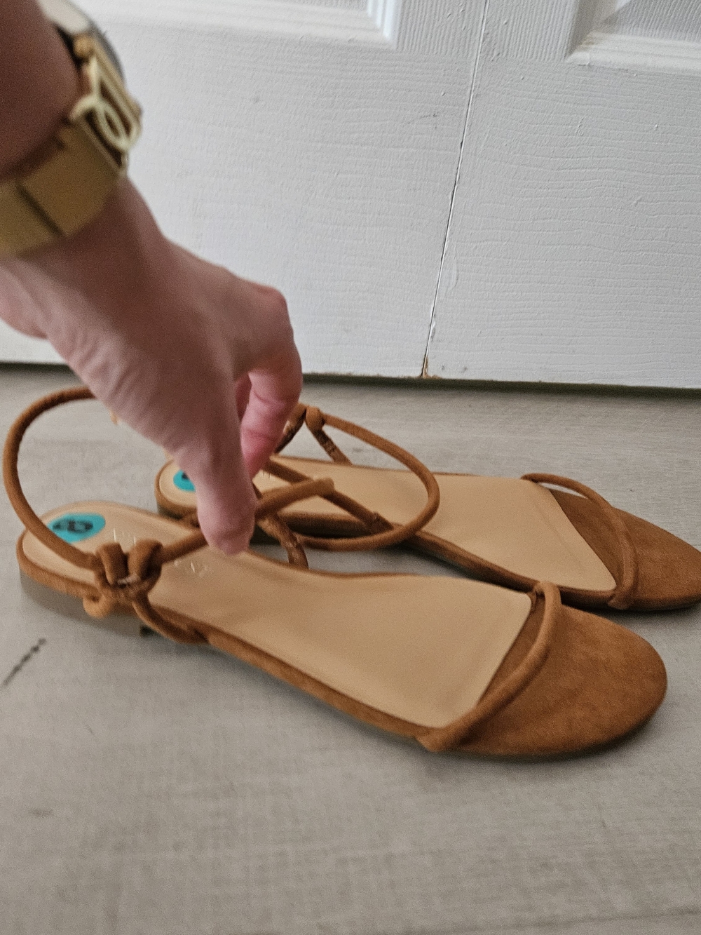 Nine West Cognac Strappy Flat Sandal - Picture 4 of 6
